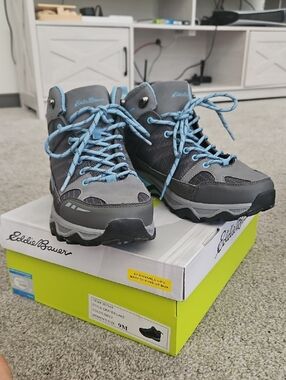 Eddie Bauer Gray Hiking Boots with Light Blue Laces